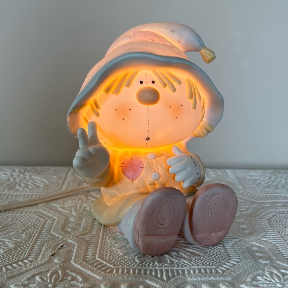 VINTAGE | Bumpkins 1984 Ceramic Night Light Scarecrow EUC